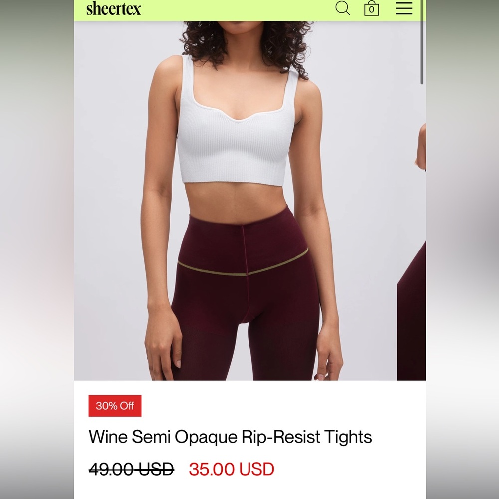 Red Sheertex tights NWT. Women’s M